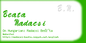 beata madacsi business card